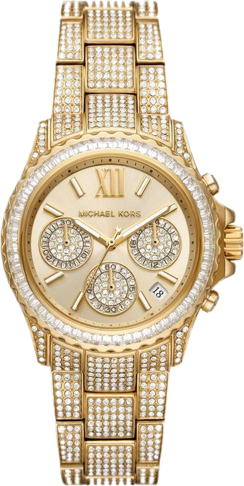 Montre Michael Kors Everest MK7254 pour femme, bracelet et cadran or pavés de cristaux