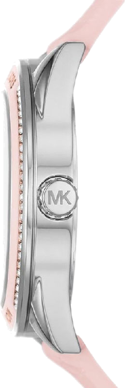 Montre Michael Kors MK7268 Jessa - Cadran argent multifonction, bracelet silicone rose gaufré - Pour femme vue 2