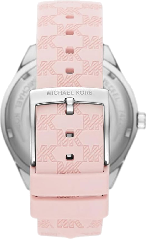 Montre Michael Kors MK7268 Jessa - Cadran argent multifonction, bracelet silicone rose gaufré - Pour femme vue 3