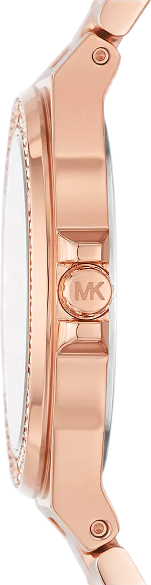Montre Michael Kors Mini Lennox MK7279 Femme - Cadran Argent Pavé de Cristaux - Bracelet Acier Or Rose vue 3