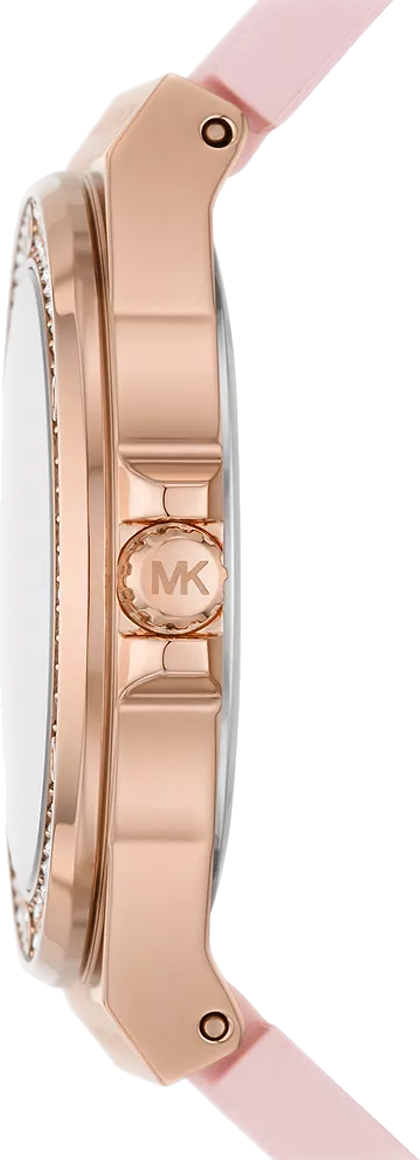 Montre Michael Kors MK7282 Lennox pour femme - Cadran or rose, bracelet silicone rose vue 3