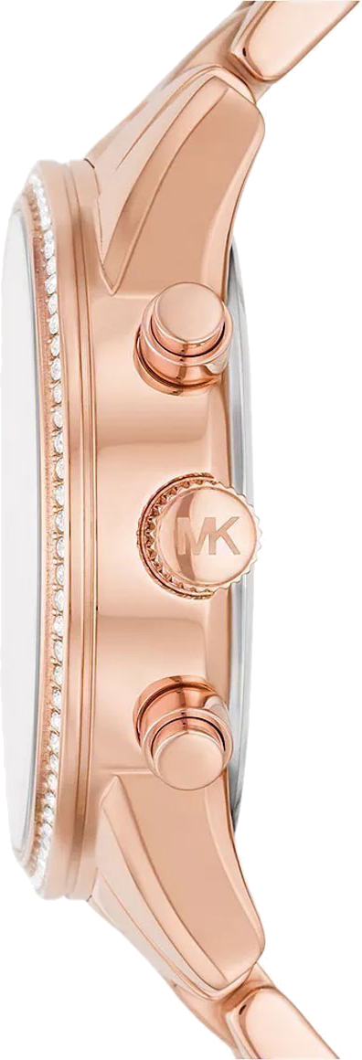 Montre-bracelet Michael Kors Ritz MK7302 pour femme, chronographe en acier or rose à cristaux vue 3