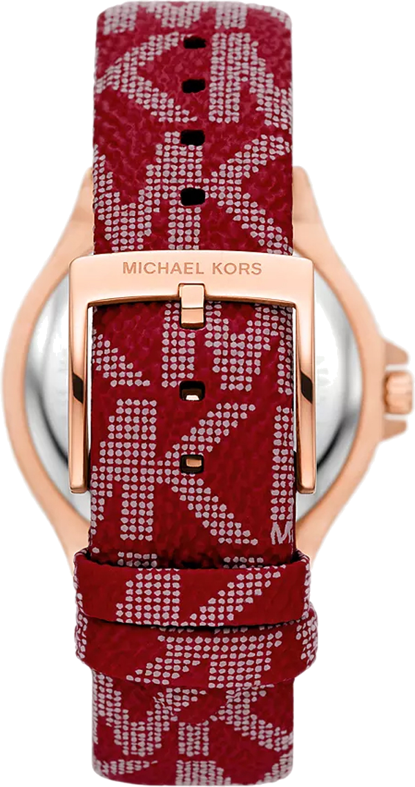 Montre Michael Kors Lennox MK7308 cadran blanc bracelet cuir rouge vue 3