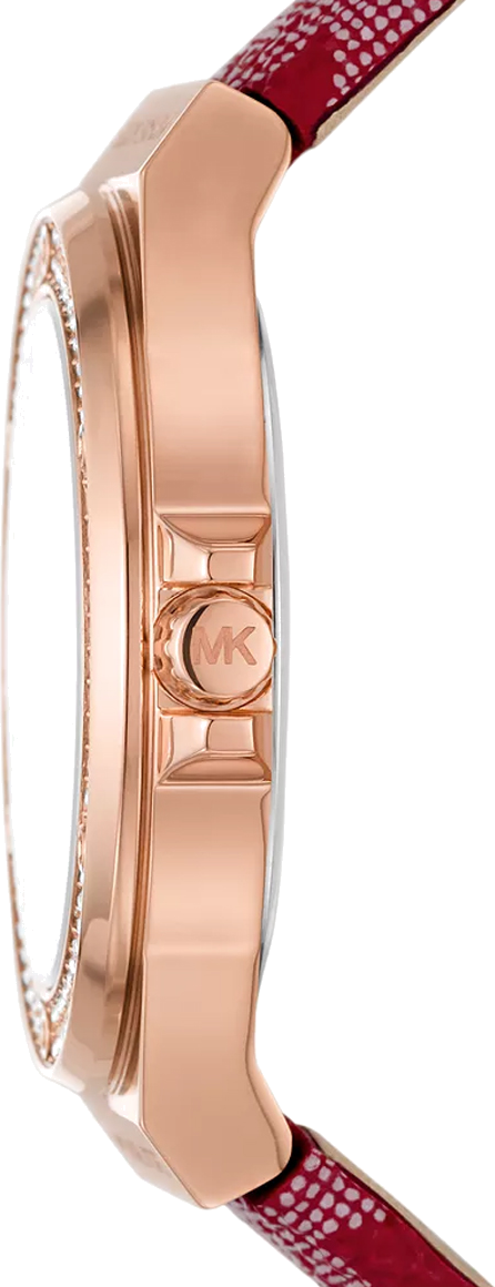 Montre Michael Kors Lennox MK7308 cadran blanc bracelet cuir rouge vue 4