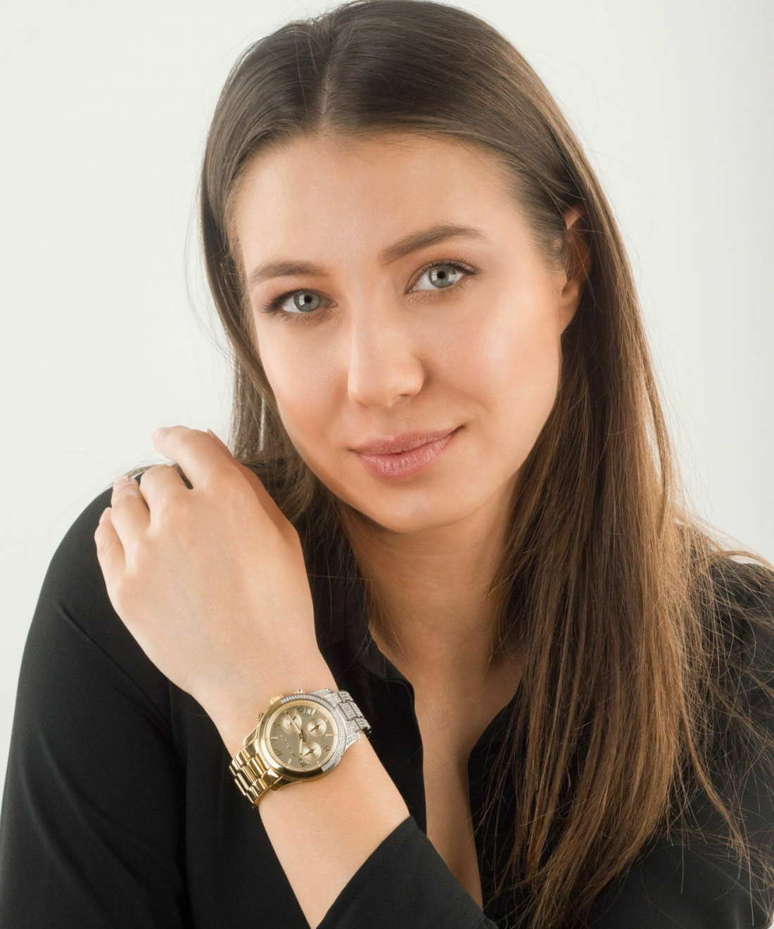 Montre Femme Michael Kors MK7329 Chronographe Acier Inoxydable Bicolore Argent et Doré vue 3