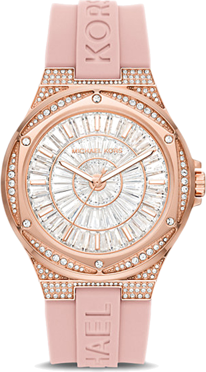 Montre Femme Michael Kors Lennox MK7334 Cadran et Boîtier Or Rose, Bracelet Silicone Rose