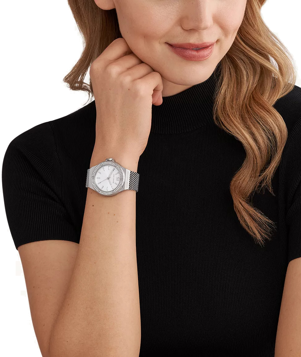 Montre Femme Michael Kors Lennox MK7337 - Cadran et bracelet maille milanaise argenté vue 4