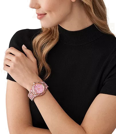 Montre Femme Michael Kors Raquel MK7343 en Acier Doré Rose à Cadran Pavé - Edition Limitée vue 6