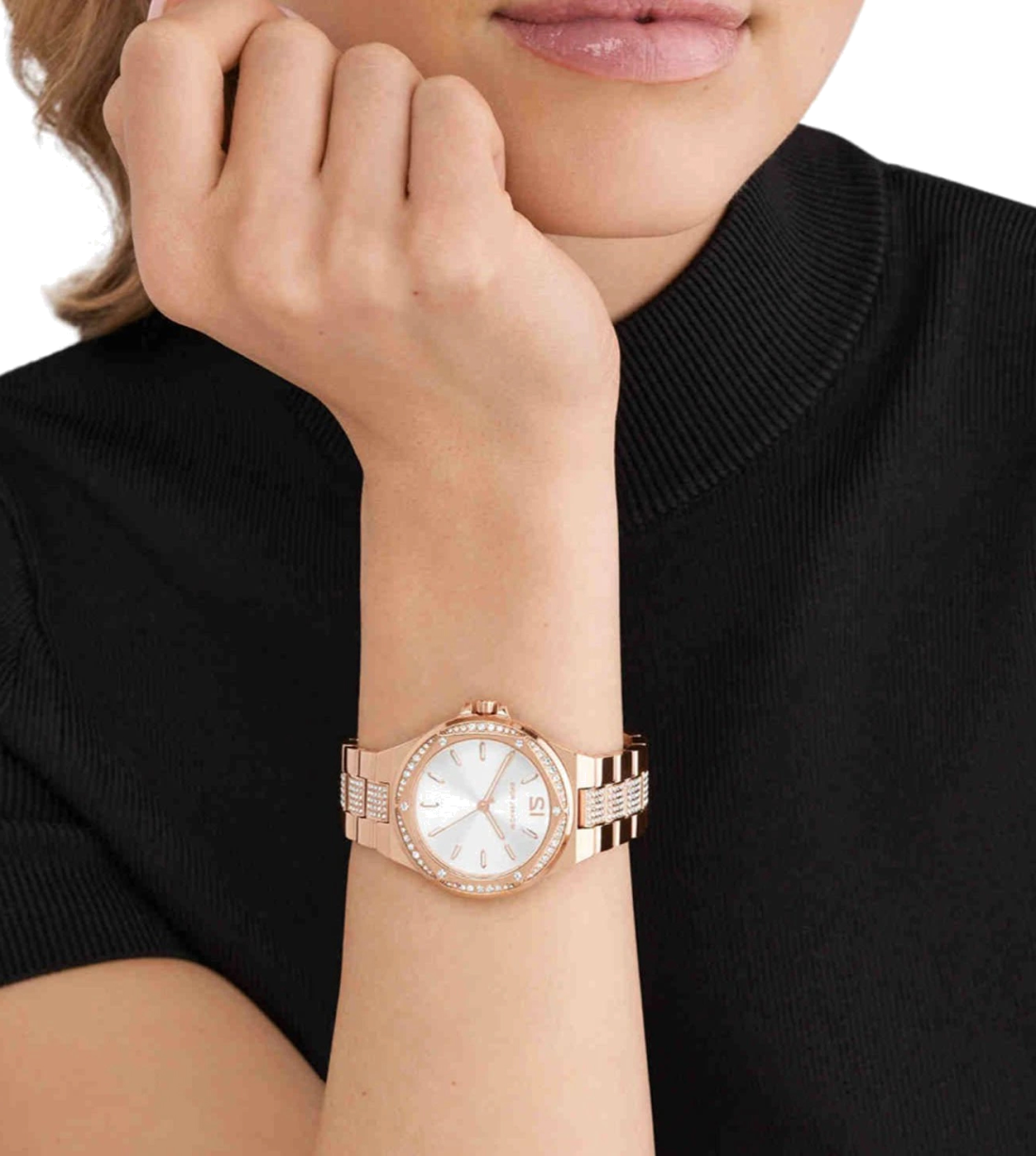 Montre Michael Kors Lennox MK7362 cadran bracelet en acier inoxydable doré rose vue 4