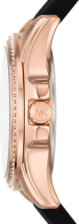 Montre Michael Kors MK7373 Mini Pilot - Chronographe Femme - Cadran Noir, Boîtier Or Rose, Bracelet Silicone Noir vue 2