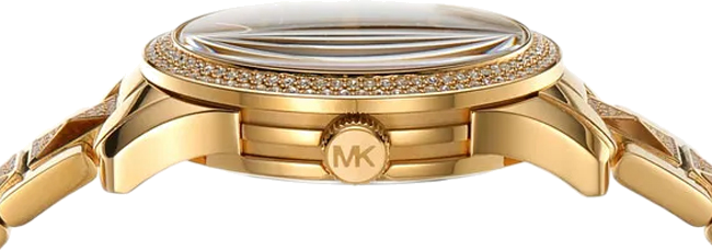 Montre Michael Kors Runway MK7389 pour femme, cadran marron, bracelet acier or rose vue 2