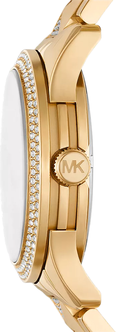 Montre Femme Michael Kors MK7390 Runway - Cadran Vert Cristaux & Bracelet Or Acier vue 3