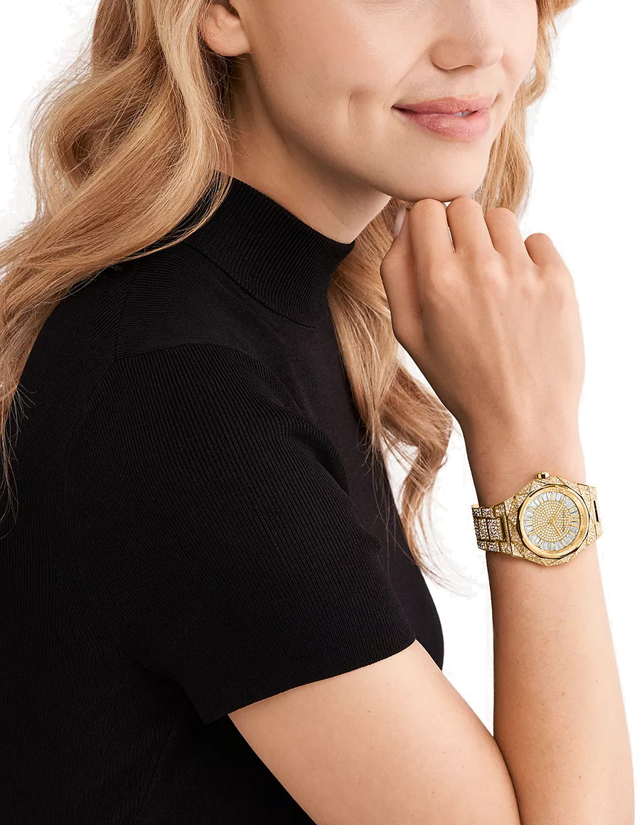 Montre Michael Kors Raquel MK7398 Cadran pavé Bracelet en acier inoxydable doré vue 4