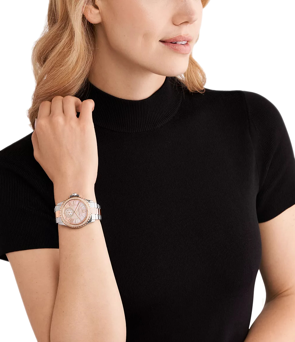 Montre Michael Kors Everest MK7402 cadran doré rose bracelet en acier inoxydable bicolore vue 4
