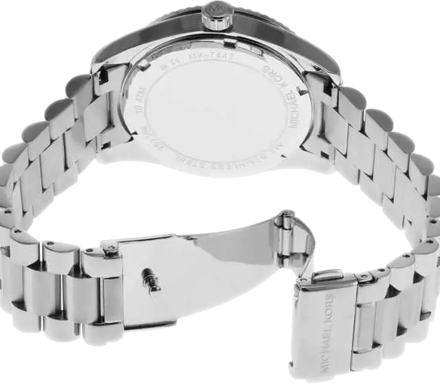 Montre femme Michael Kors Lexington MK7443 Pavé cadran rose vif et bracelet en acier inoxydable argenté vue 4