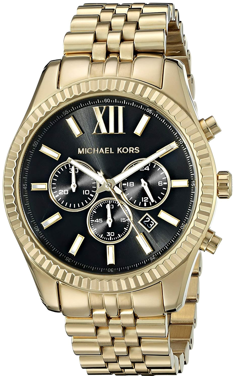 Montre Homme Michael Kors MK8286 - Chronographe Acier Doré, Cadran Noir