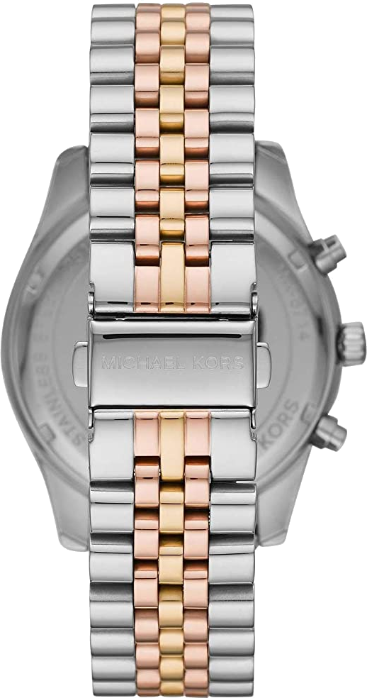 Montre Michael Kors Lexington MK8714 Homme - Cadran Noir, Boîtier Or Rose, Bracelet Acier Bicolore vue 3