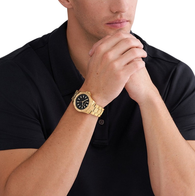 Montre Michael Kors MK9078 en Acier Doré avec Cadran Noir vue 4