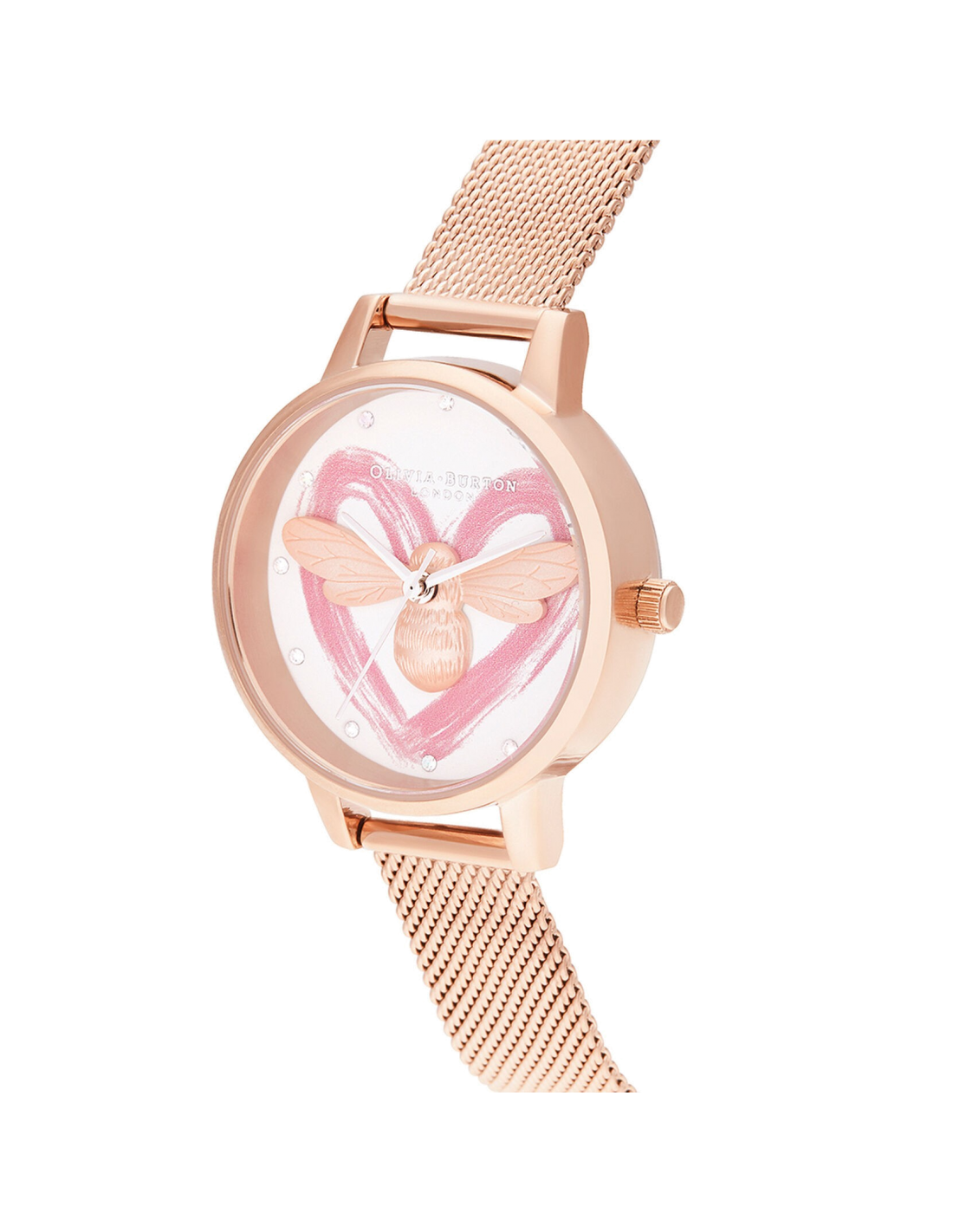 Montre Femme Olivia Burton OB16FB01 Cadran Blanc Abeille, Maille Milanaise Or Rose vue 2