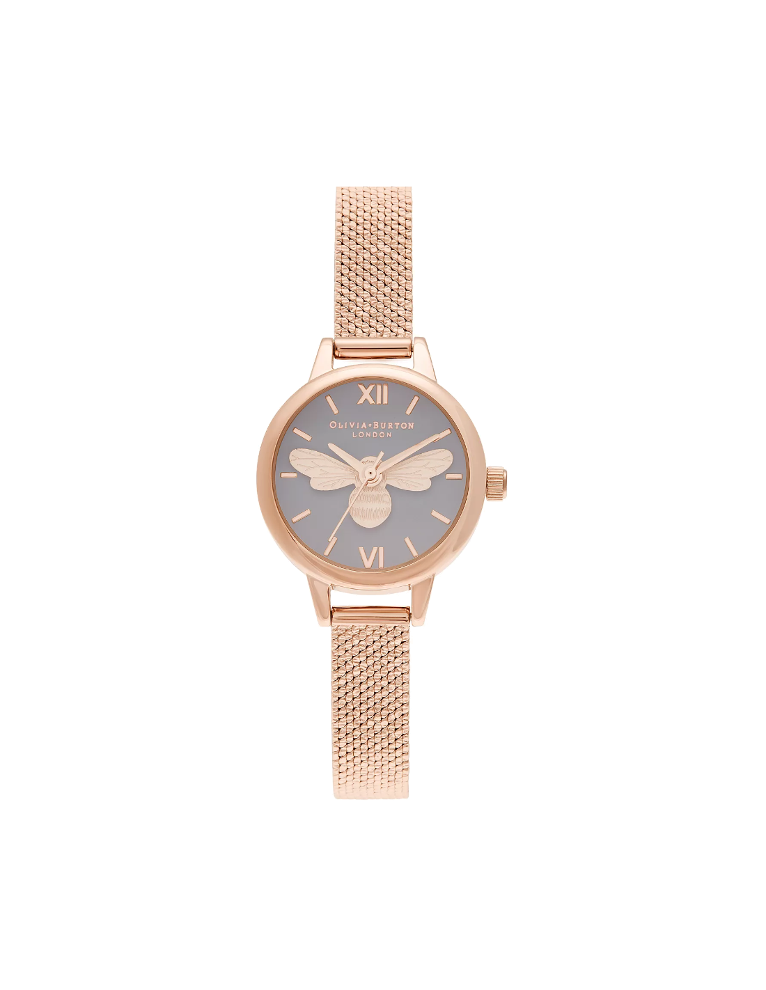 Montre Femme Olivia Burton OB16MC54 Cadran Gris Abeille 3D, Bracelet Maille Milanaise Argent