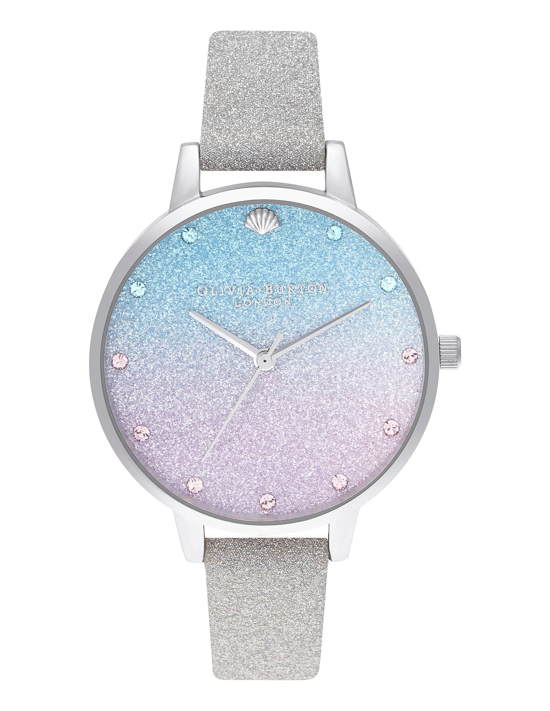 Montre Femme Olivia Burton OB16US49 - Cadran Pailleté, Bracelet Cuir Gris