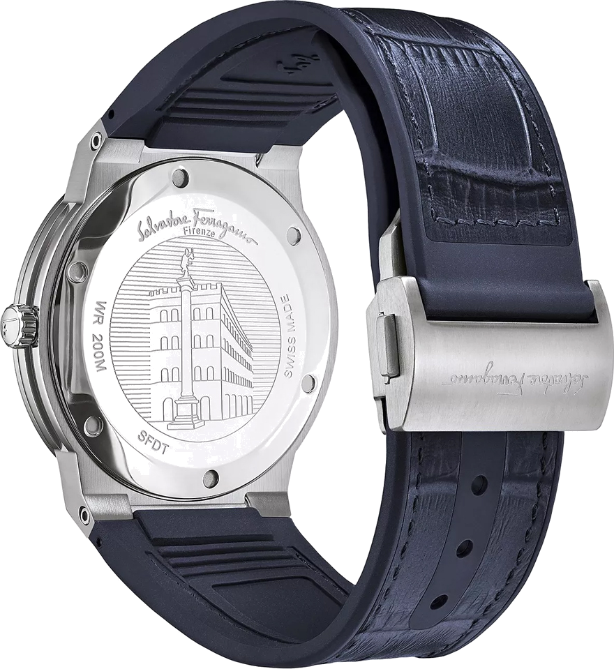 Montre Homme Salvatore Ferragamo SFDT00319 - Boîtier Argent 42mm, Cadran et Bracelet Bleu vue 3