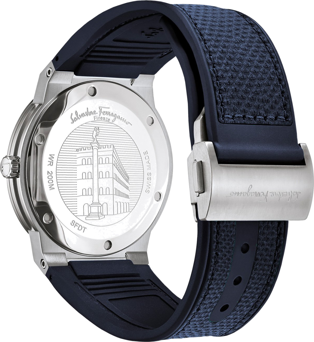 Montre Salvatore Ferragamo SFDT00719 en Acier et Bracelet Silicone Bleu vue 2