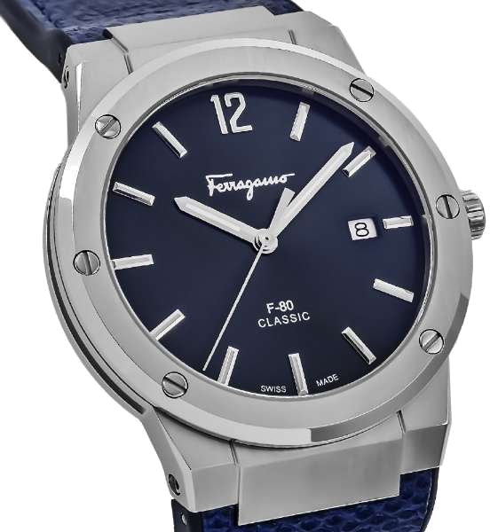 Montre Salvatore Ferragamo SFDT00719 en Acier et Bracelet Silicone Bleu vue 4