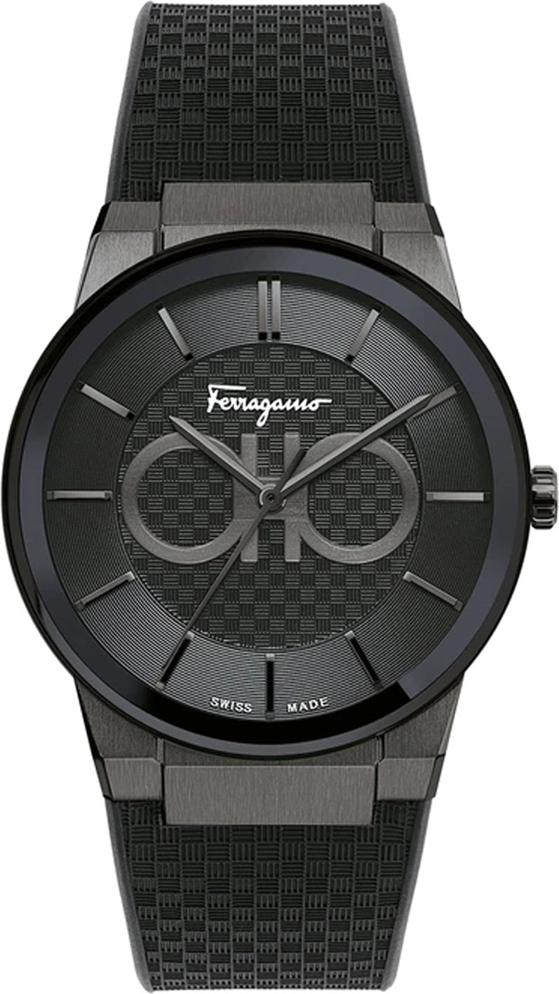 Montre Homme Salvatore Ferragamo SFHP00320, Boîtier Acier, Cadran et Bracelet Silicone Noir