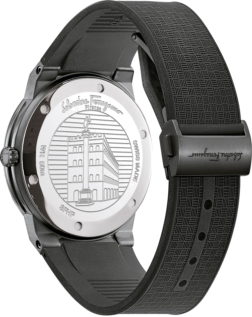 Montre Homme Salvatore Ferragamo SFHP00320, Boîtier Acier, Cadran et Bracelet Silicone Noir vue 2