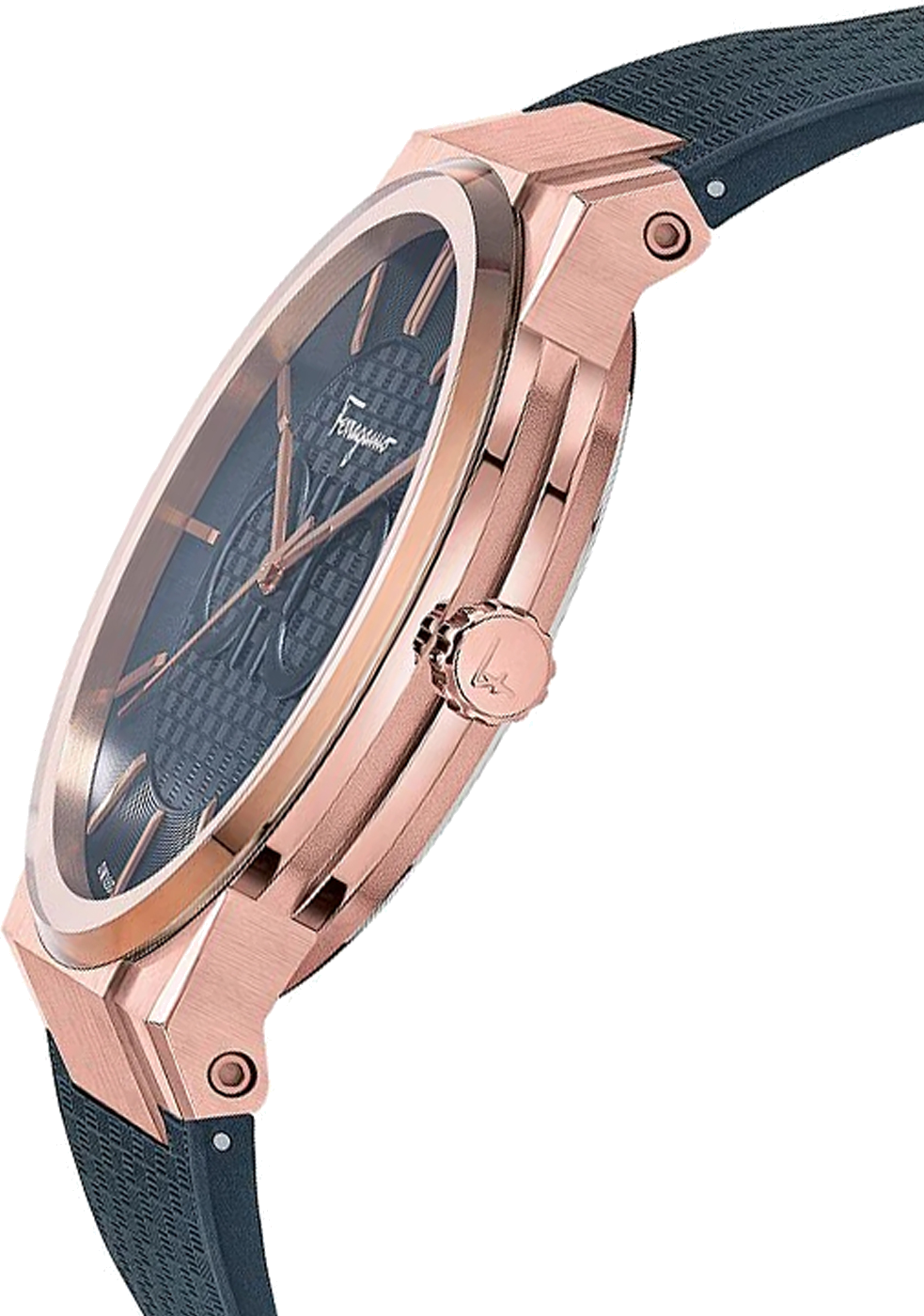 Montre Homme Salvatore Ferragamo SFHP00420 Boîtier Acier Or Rose Cadran Noir Bracelet Silicone vue 2