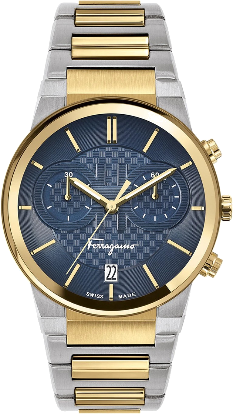 Montre Homme Salvatore Ferragamo SFME00521 Chronographe Acier Bicolore Argent/Or Cadran Noir