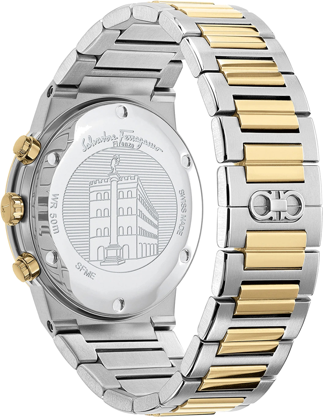 Montre Homme Salvatore Ferragamo SFME00521 Chronographe Acier Bicolore Argent/Or Cadran Noir vue 2