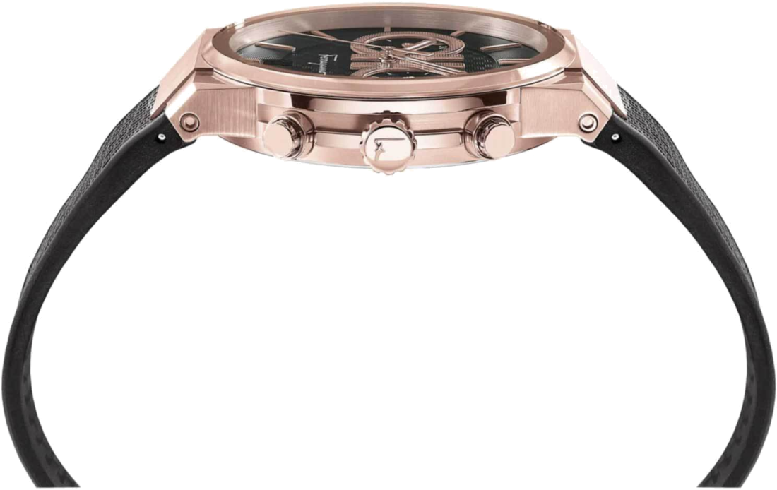 Chronographe Salvatore Ferragamo SFME00721 Homme - Boîtier Or Rose, Cadran Noir, Bracelet Silicone vue 2