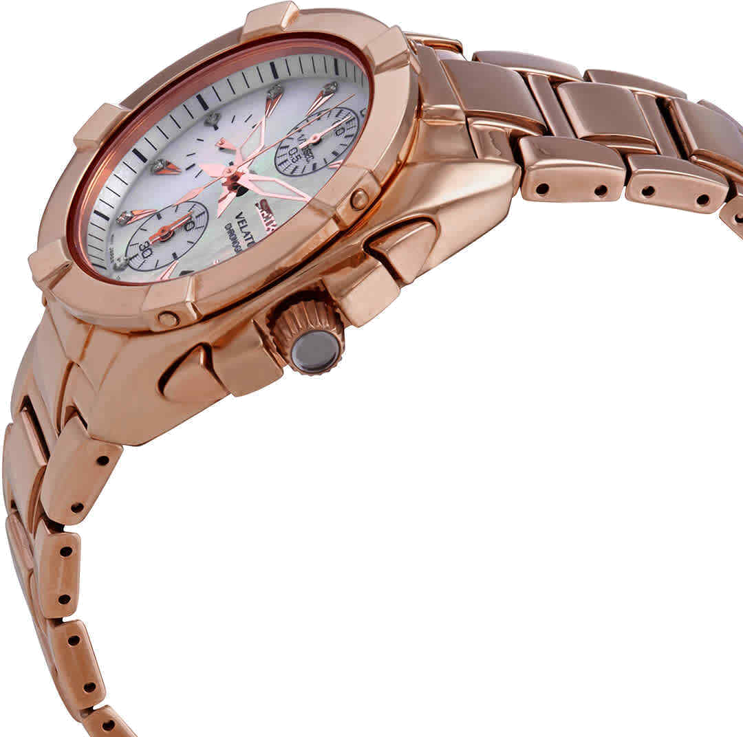 Montre Seiko Velatura SNDX92P1 pour Femme - Cadran Nacre, Boîtier et Bracelet Acier Plaqué Or Rose vue 2