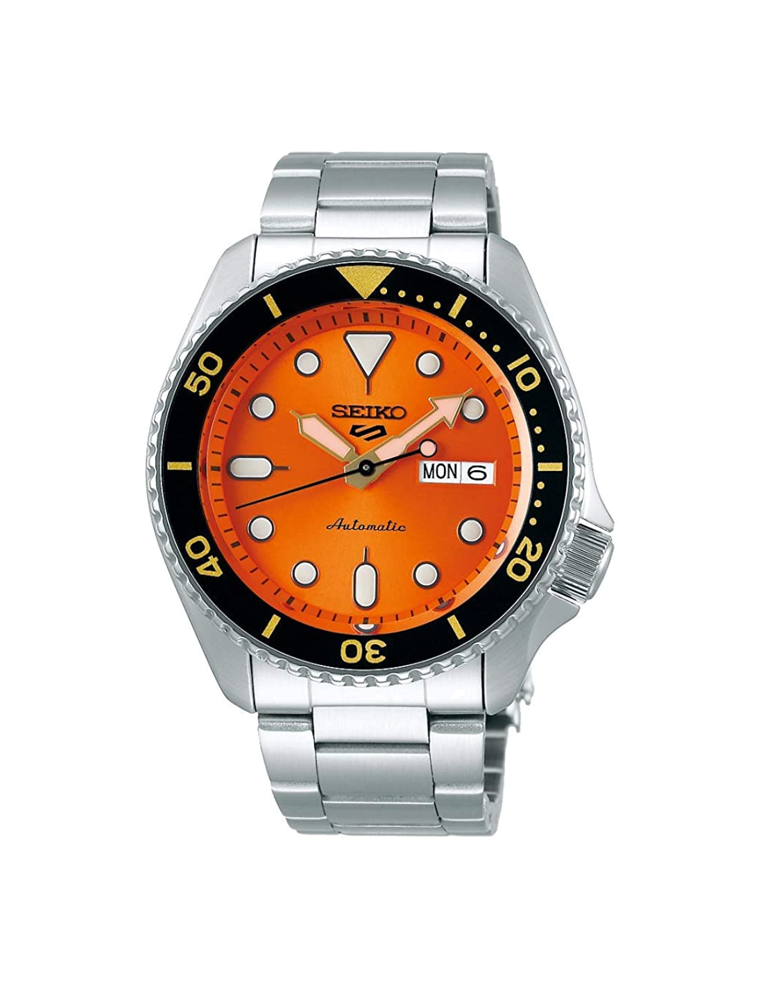 Montre Seiko 5 SRPD59K1 Automatique Homme - Cadran Orange et Bracelet Acier