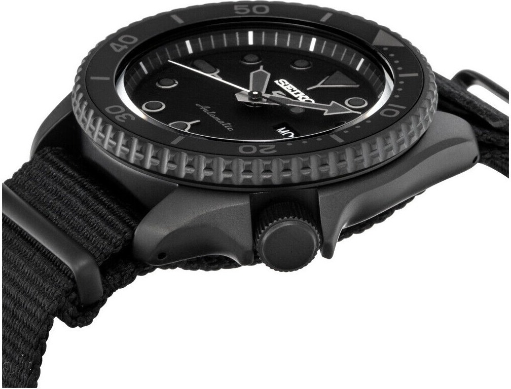 Montre Homme Seiko 5 Sports SRPD79K1 Automatique Noir Mat Bracelet Nylon vue 3