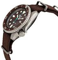 Montre Seiko 5 SRPD85K1 Automatique Homme - Cadran Marron Soleillé, Boîtier Acier et Bracelet Nylon Kaki vue 2