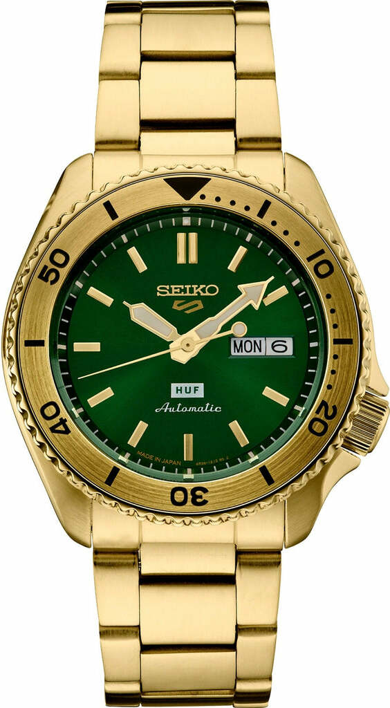 Montre Homme Seiko 5 Sports SRPJ20 HUF - Automatique, Cadran Vert, Boîtier Or