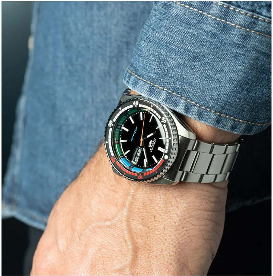 Montre Homme Seiko 5 Sports SRPK13K1 Automatique Acier, Cadran Noir, Lunette Multicolore vue 4