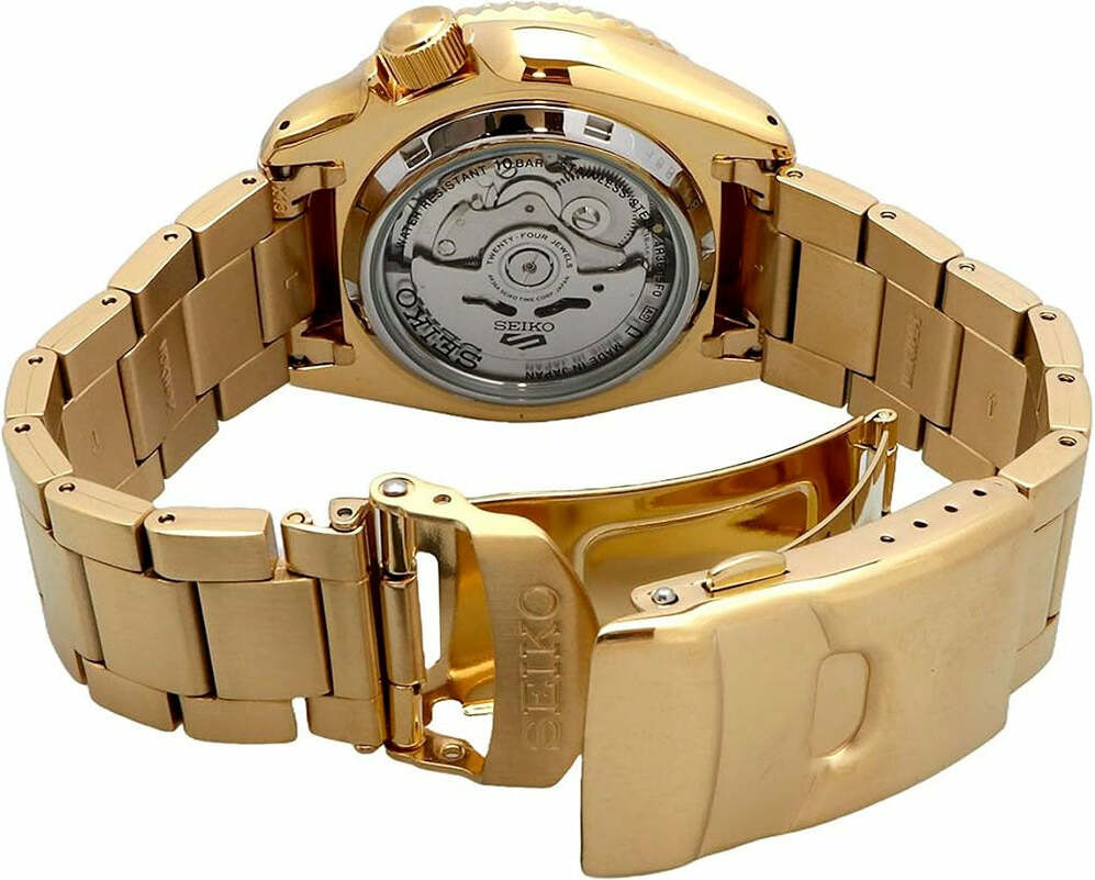 Seiko 5 Sports SRPK20 - Montre automatique homme cadran bleu et boîtier or vue 4