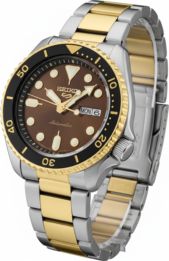 Montre Seiko SRPK22BR Automatique Homme - Boîtier Acier Bicolore, Cadran Marron vue 2