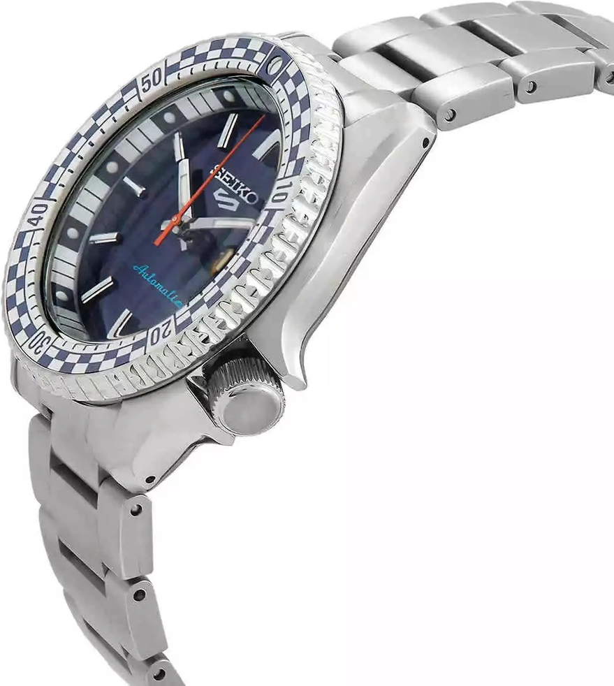 Seiko 5 Sports SRPK65K1 - Montre Homme Automatique Acier, Cadran Bleu Checker Flag vue 2