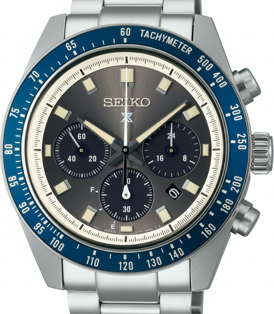 Montre Seiko SSC939P1 Chronographe Solaire Homme Acier Cadran Gris vue 2