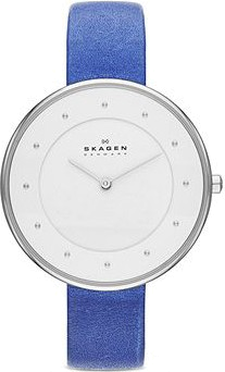 Montre Femme Skagen SKW2172 - Cadran Blanc 38mm & Bracelet Cuir Bleu