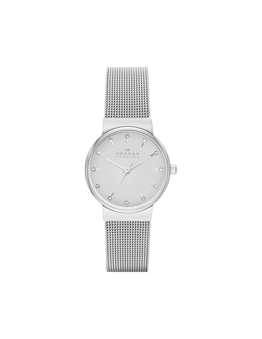 Montre Skagen Ancher SKW2195 pour Femme, Cadran Blanc et Bracelet Acier Argenté