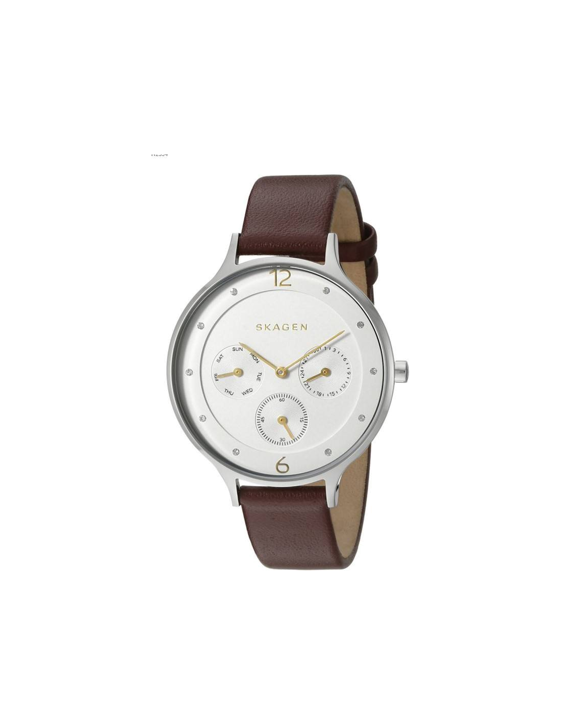 Montre Femme Skagen Anita SKW2394 Cadran Blanc et Bracelet Cuir Rouge