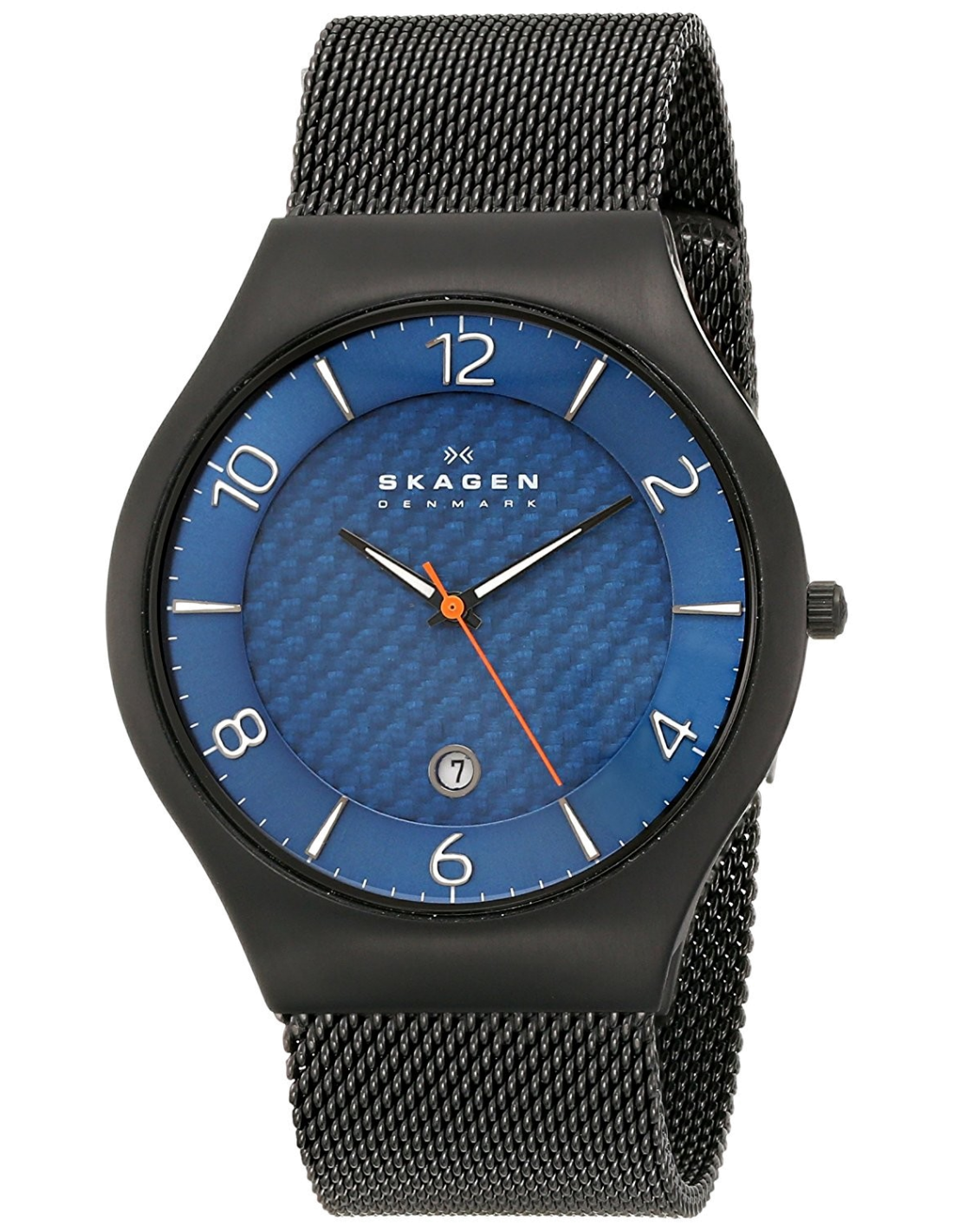 Montre Homme Skagen SKW6147 - Boîtier Titane Noir, Cadran Bleu, Maille Milanaise