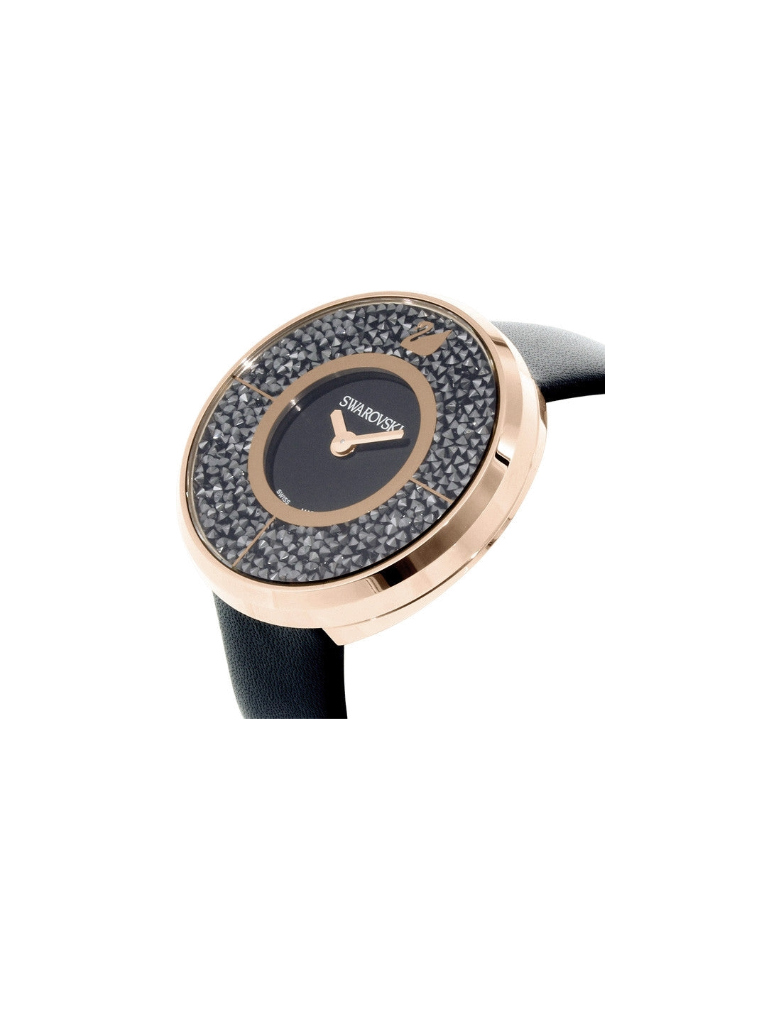 Montre Femme Swarovski Crystalline 5045371 - Boîtier Or Rose, Cadran Noir, Bracelet Cuir vue 2