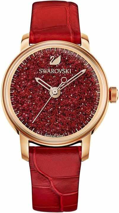 Montre pour Femme Swarovski Crystalline 5295380, cadran rouge et bracelet cuir vue 2